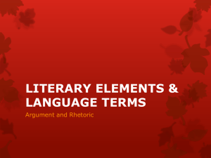 LITERARY ELEMENTS & LANGUAGE TERMS Argument and Rhetoric