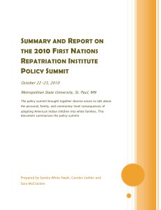 Summary and Report on the 2010 First Nations Repatriation Institute
