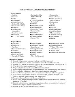 Latin American Revolutions Webquest Worksheet