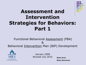 Assessment & Intervention Strategies for Behavior FBA & BIP