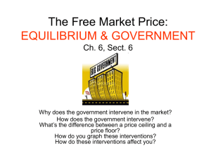 The Free Market Price: EQUILIBRIUM & GOVERNMENT Ch. 6, Sect. 6