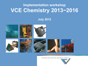 VCE Chemistry Implementation Workshop Presentation 2012
