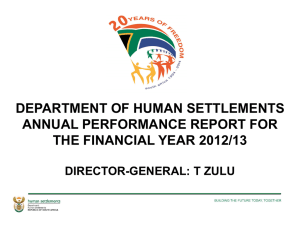 department of human settlements annual performance report for the