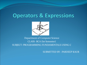 Chapter 3 Operators & Expressions