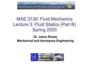 MAE 3130: Fluid Mechanics Lecture 2: Fluid Statics (Part B) Spring