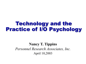 The Use of Technology in the Practice of I/O Psychology