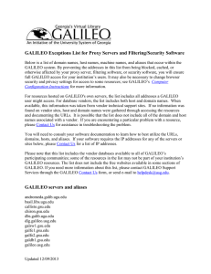 GALILEO Exceptions List for Proxy Servers and Filtering/Security
