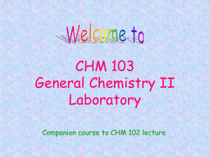 CHM 103 General Chemistry II Laboratory