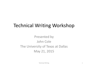 Technical Writing Workshop - The University of Texas at Dallas