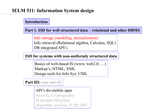 Info Org in Relational, DB's: Normalization