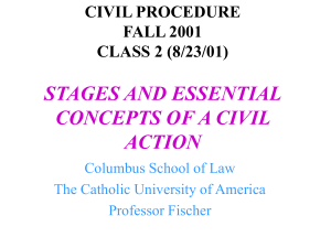 CIVIL PROCEDURE CLASS 3 (8/28/00) STAGES AND ESSENTIAL