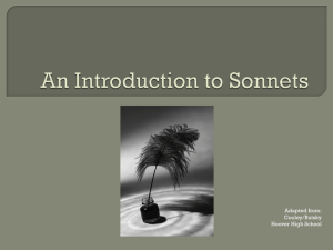 An Introduction to Sonnets - Miss Van Ness's English Class
