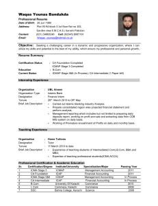 Waqas Younas Bandukda Professional Resume Date of Birth: 26