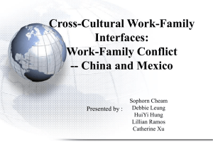 Cross-Cultural Work-Family Interfaces: Work Family Conflict— China