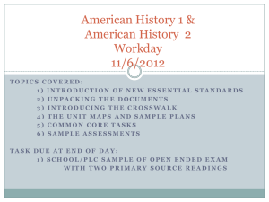 American History 1 & American History 2 Workday 11/6/2012