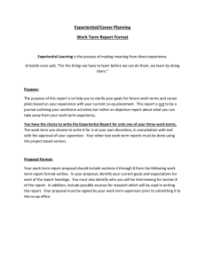 Experiential/Career Planning Work Term Report Format