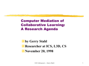 Computer Mediation of Collaborative Learning: A Research Agenda