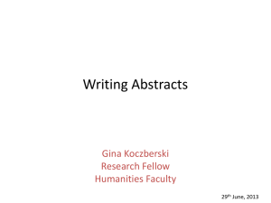 Writing Abstracts - Humanities Office of Research and Graduate