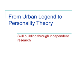 From Urban Legend to Personality Theory
