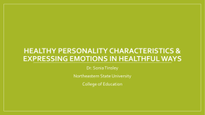 HealthFul personality characteristics/expressing emotions in