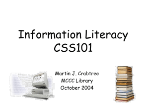 Information Literacy CSS101 - Mercer County Community College