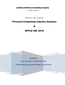 Personal Computing Industry Analysis & Apple INC