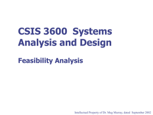 CSIS 3600 Systems Analysis and Design Feasibility Analysis