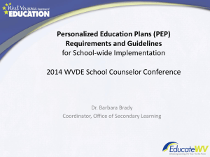 Personalized Education Plans (PEP) Requirements and Guidelines