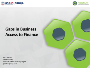 Gaps in Business Access to Finance
