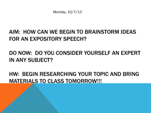 Aim: How can we begin brainstorming ideas for an expository speech?