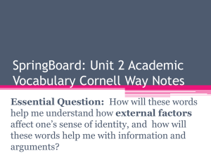 SpringBoard: Unit 2 Academic Vocabulary Cornell Way Notes