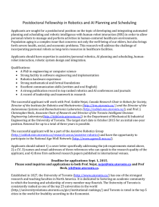 Postdoctoral Fellowship in Robotics and AI Planning and