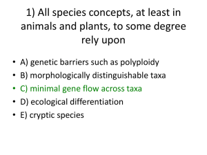 1) All species concepts, at least in animals and plants, to some