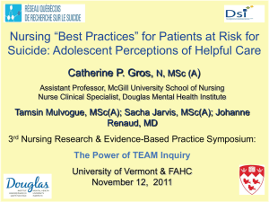 "Best Practices" for Patients at Risk for Suicide