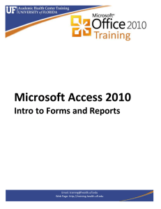 Forms Reports - UF Health Information Technology Training