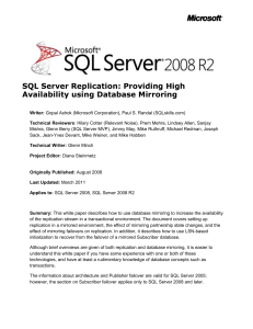 SQL Server Replication: Providing High Availability using Database