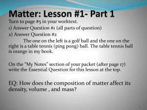 Matter: Lesson #1