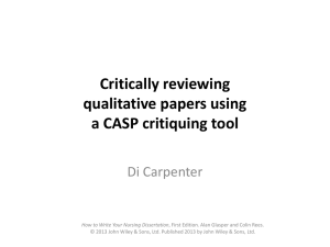 Critically reviewing qualitative papers using a CASP