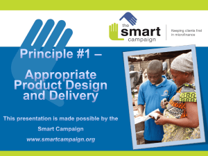 Principle 1: Appropriate Product Design and Delivery
