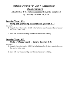 Retake Criteria for Unit 4 Assessment 2014