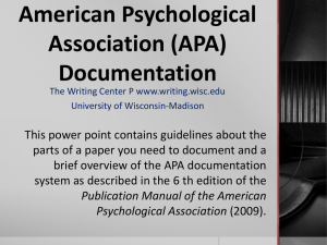 American Psychological Association (APA) Documentation