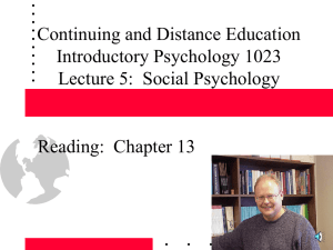 Social Psychology: Interpersonal and Group (Chapter 15)