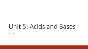 Unit 5: Acids, Bases and Titrations