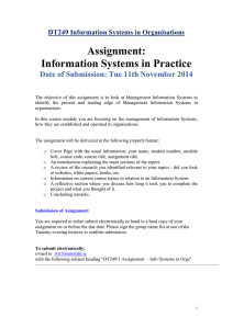 DT249 Information Systems in Organisations Assignment