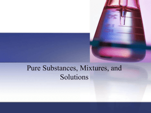 Pure Substances, Mixtures and Solutions Powerpoint