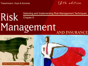 Selecting and implementing risk management techniques Chapter 8