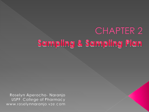 CHAPTER 2 Sampling and Sampling Plan