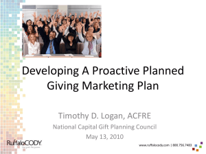 Developing A Proactive Planned Giving Marketing Plan