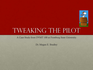 Tweaking the pilot - University System of Maryland