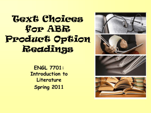 Text Choices for ABR Product Option Readings